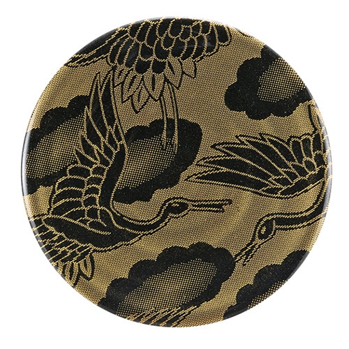 福井クラフト 耐熱φ150寿司皿　渦巻 黒に金鶴 12041640 1個（ご注文単位1個）【直送品】