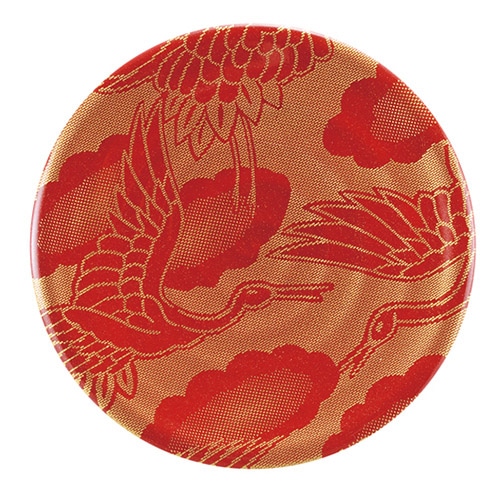 福井クラフト 耐熱φ150寿司皿　渦巻 赤に金鶴 12041660 1個（ご注文単位1個）【直送品】