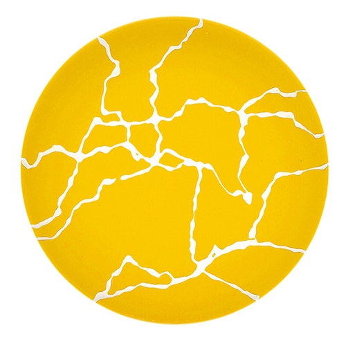 福井クラフト 耐熱φ150寿司皿　乱糸塗 イエロー乱糸 12041880 1個（ご注文単位1個）【直送品】