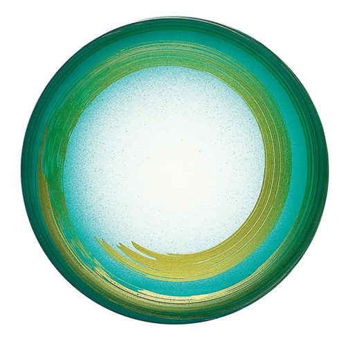 福井クラフト 耐熱φ150寿司皿 グリンぼかし一筆 12042400 1個（ご注文単位1個）【直送品】