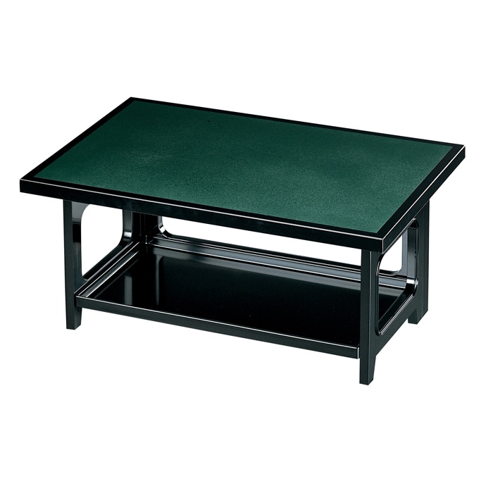 福井クラフト お膳　木製飛龍膳　片面タイプ グリーンタタキ渕黒　足付セット 14000060 1個（ご注文単位1個）【直送品】