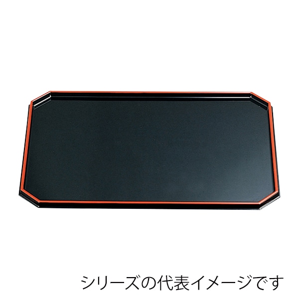 福井クラフト 長角トレー　尺2　隅切長手盆 黒天朱SL 15233150 1枚（ご注文単位1枚）【直送品】
