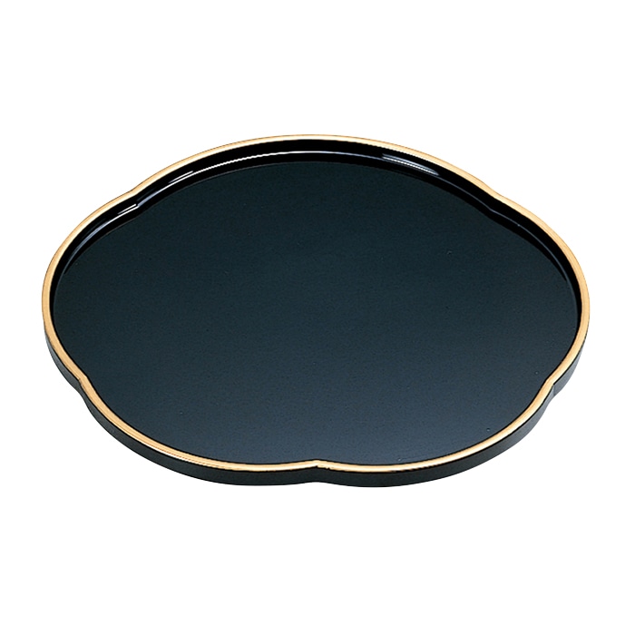 福井クラフト ミニトレー 8寸 梅型盆 黒天金 15233570 1枚(ご注文単位1枚)【直送品】