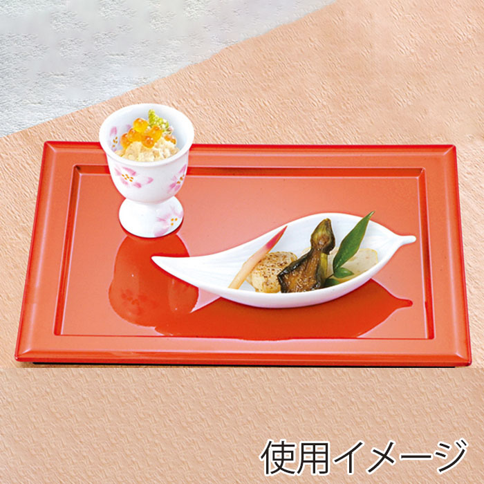 福井クラフト 前菜盆 8.5寸長角プレート 柿朱 17411790 1個(ご注文単位1個)【直送品】