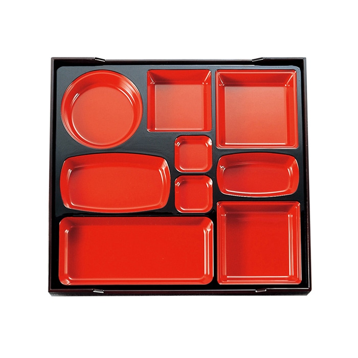 福井クラフト 尺3寸気比松花堂用四仕切 内朱天黒 21002450 1個(ご注文単位1個)【直送品】