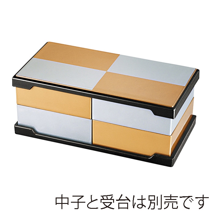 福井クラフト 8.5寸長角 システムオードブル 蓋 金銀市松渕黒 裏黒 21003670 1個(ご注文単位1個)【直送品】