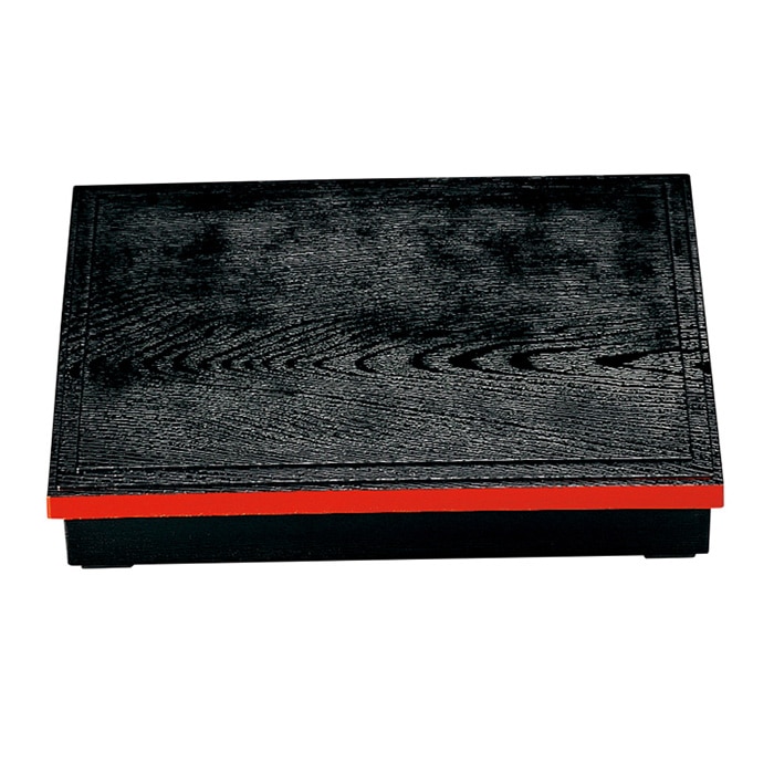 福井クラフト 尺2寸幕の内弁当 木目松花堂 蓋親 黒渕朱 内黒 21021310 1個(ご注文単位1個)【直送品】