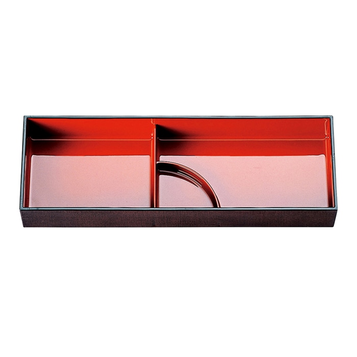 福井クラフト 耐熱布目長手弁当　タレ付仕切親 溜内朱 21031340 1個（ご注文単位1個）【直送品】