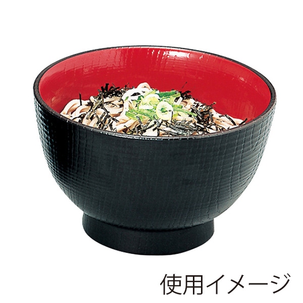 福井クラフト 耐熱丼　長寿木目丼　大 黒　内朱 21080100 1個（ご注文単位1個）【直送品】