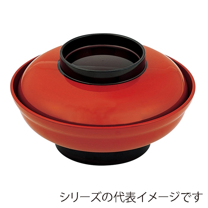 福井クラフト 丼　6.5寸　大輪浅型丼　蓋親セット 朱ツバ　内黒 21080210 1個（ご注文単位1個）【直送品】