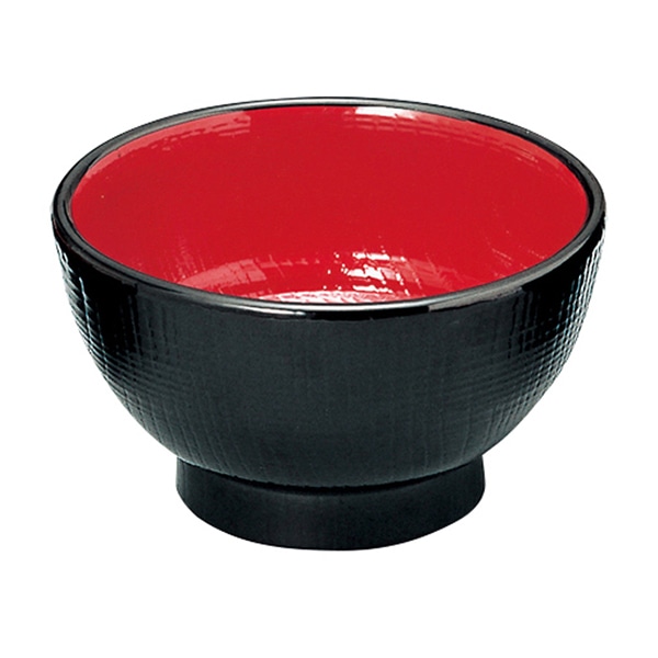 福井クラフト 耐熱丼　長寿木目丼　中 黒　内朱 21409067 1個（ご注文単位1個）【直送品】