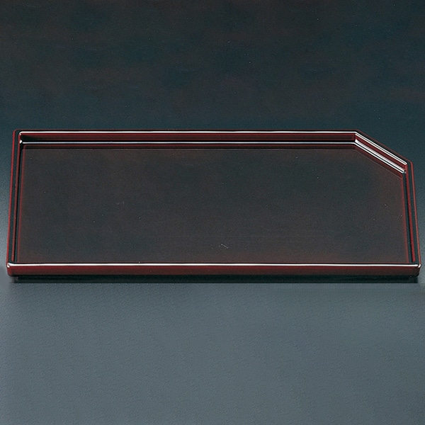 福井クラフト 松花堂　隅切長手皿 溜 22000630 1個（ご注文単位1個）【直送品】