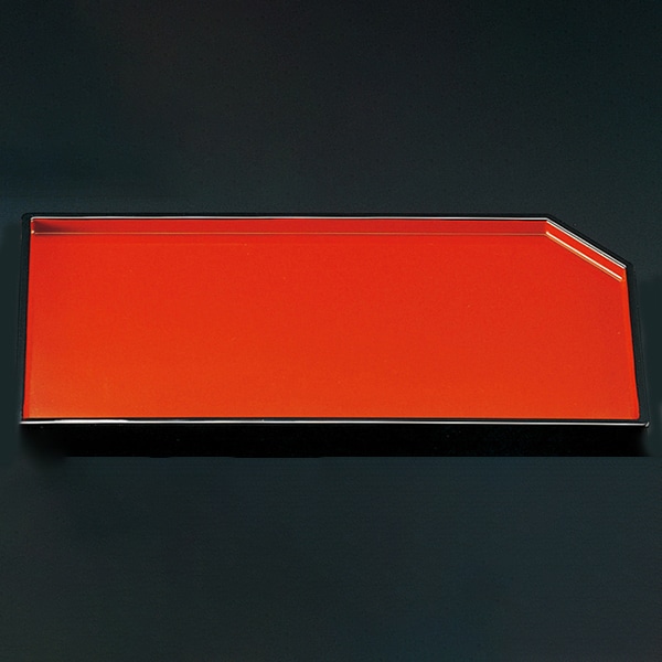 福井クラフト 松花堂　隅切長手皿 朱天黒 22000680 1個（ご注文単位1個）【直送品】