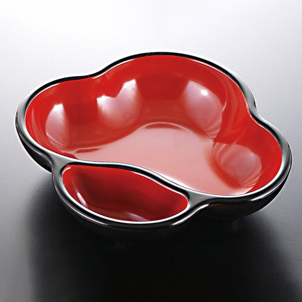 福井クラフト 松花堂用小鉢　耐熱タレ付三階松小鉢 黒内朱天黒 22010470 1個（ご注文単位1個）【直送品】