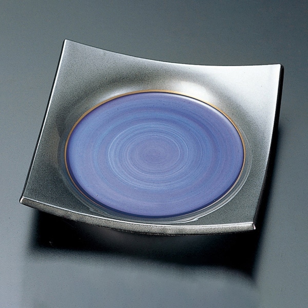 福井クラフト 松花堂用小皿　四方角皿 紫渦銀巻 22911120 1個（ご注文単位1個）【直送品】