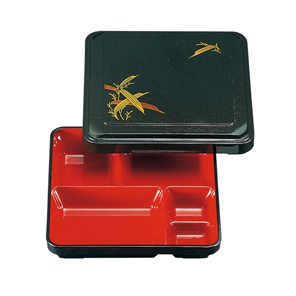 福井クラフト 7寸角渕木目弁当　蓋親　固定仕切 パール笹 23000130 1個（ご注文単位1個）【直送品】