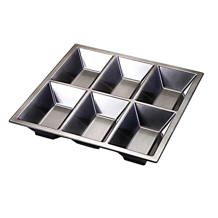 福井クラフト 松花堂仕切　8.5寸用六ッ仕切 銀透き　裏黒 23025580 1個（ご注文単位1個）【直送品】