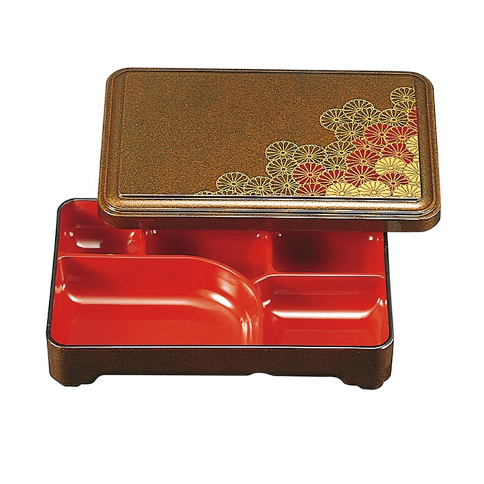 福井クラフト 8.5寸長手弁当　蓋親　固定仕切 梨地野菊　内朱 23212560 1個（ご注文単位1個）【直送品】