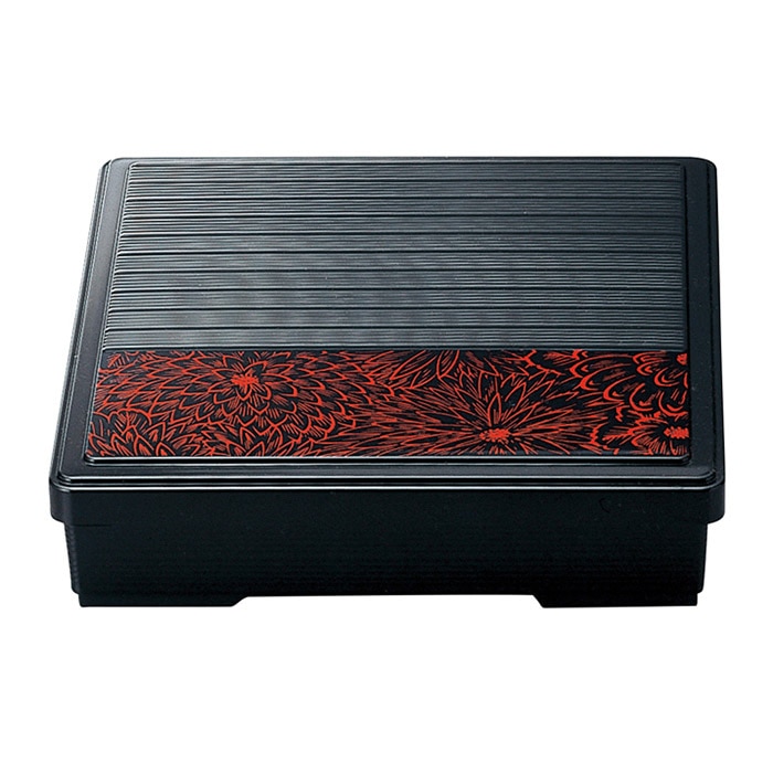 福井クラフト 8寸角干筋弁当　蓋親 牡丹　内黒 24033224 1個（ご注文単位1個）【直送品】