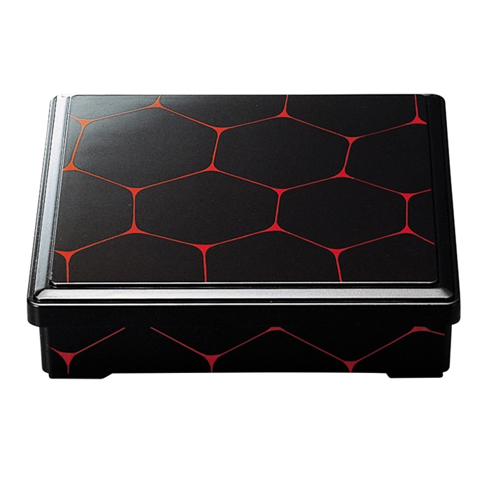 福井クラフト 8寸角干筋弁当　蓋親 黒亀甲　裏黒 24063135 1個（ご注文単位1個）【直送品】