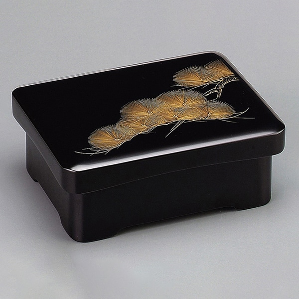 福井クラフト 漆塗　木製足付丼重 黒内朱沈金老松 32016070 1個（ご注文単位1個）【直送品】