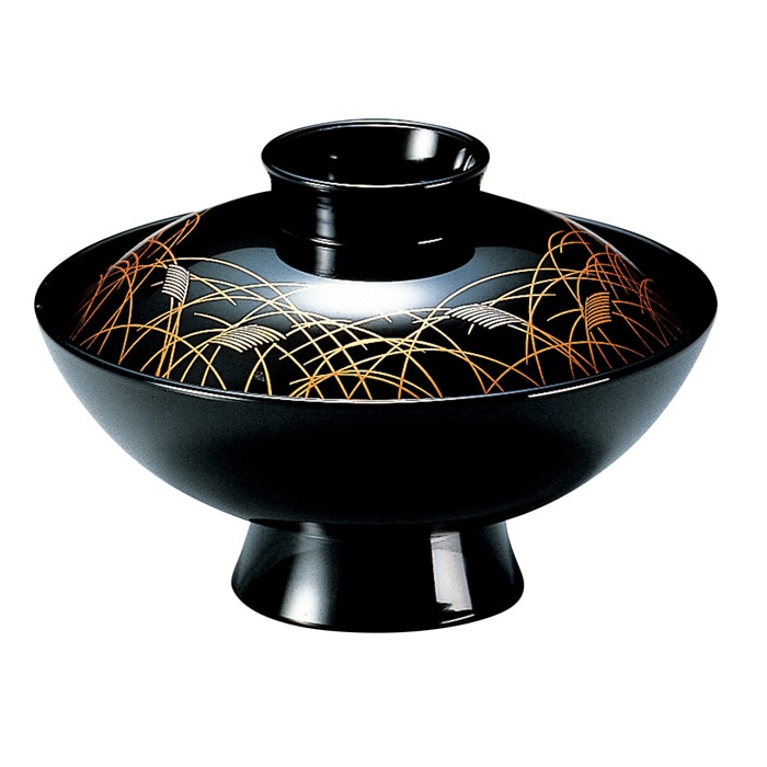福井クラフト 耐熱吸物椀　4寸　小槌吸物椀　蓋親セット 黒／ススキ　内黒 32601510 1個（ご注文単位1個）【直送品】