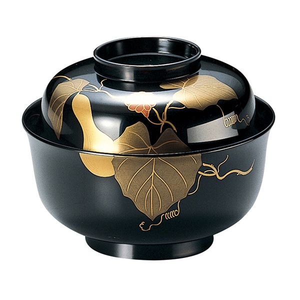 福井クラフト 木質　羽反雑煮椀　蓋親セット 花瓢箪　手塗漆　蒔絵　内黒 32603250 1個（ご注文単位1個）【直送品】