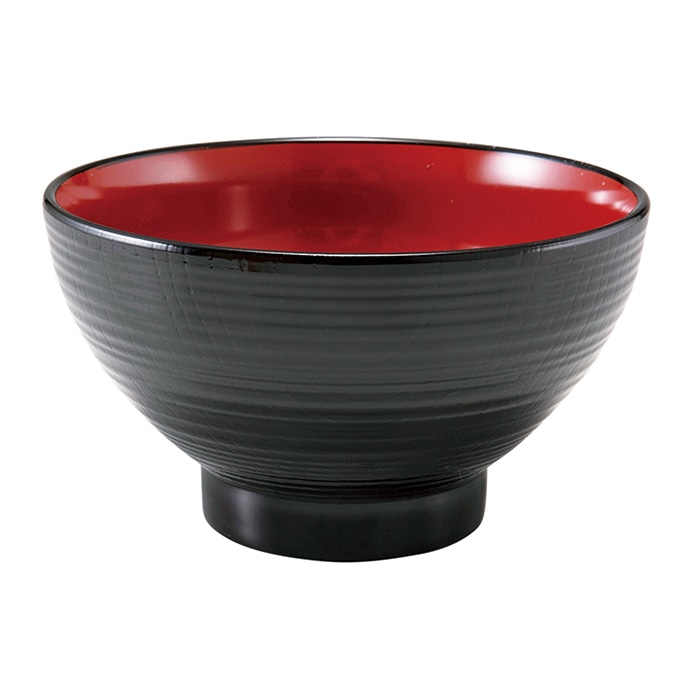 福井クラフト 小丼　5寸　乱筋丼 黒　内朱 33101500 1個（ご注文単位1個）【直送品】