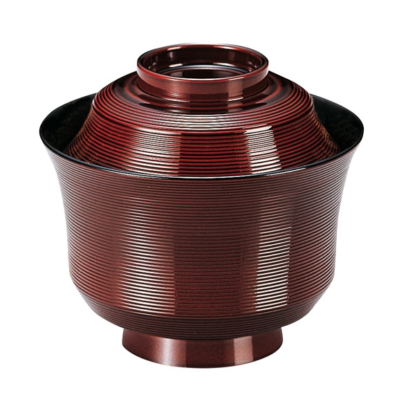 福井クラフト 耐熱小吸椀　3.2寸　竹型千筋椀　蓋親セット 溜　内黒 33600835 1個（ご注文単位1個）【直送品】