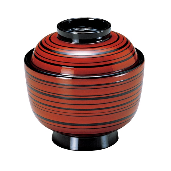 福井クラフト 耐熱一口古代椀　蓋親セット 一分溜乱ライン　内黒 33600910 1個（ご注文単位1個）【直送品】