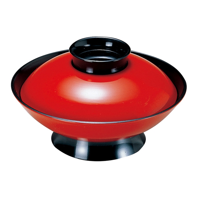 福井クラフト 耐熱雑煮椀　5.5寸　御殿型煮物椀　蓋親セット 朱ツバ　内黒 33601420 1個（ご注文単位1個）【直送品】