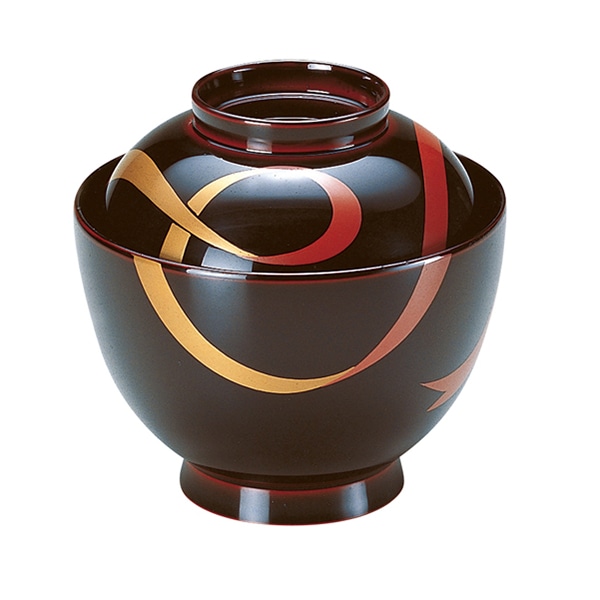 福井クラフト 木質 玉子吸物椀 蓋親セット 溜/リボン 塗漆 蒔絵 内黒 33603940 1個(ご注文単位1個)【直送品】