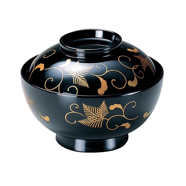 福井クラフト 木質　高雄煮物椀　蓋親セット 黒松唐草　手塗漆　蒔絵　内黒 33604850 1個（ご注文単位1個）【直送品】