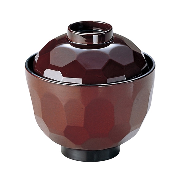 福井クラフト 無地亀甲小吸椀　蓋親セット 溜　内朱 35000010 1個（ご注文単位1個）【直送品】