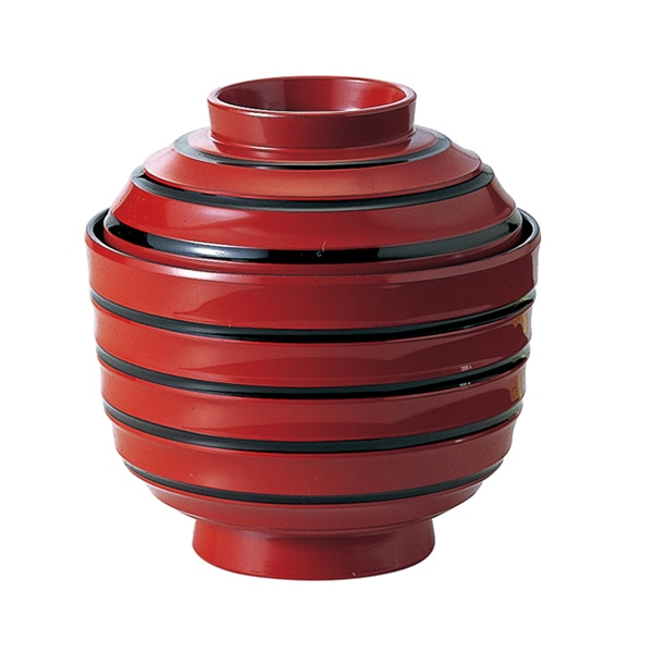 福井クラフト 小吸椀　駒筋小吸物椀　蓋親セット 朱／黒ヒモ　内黒 35030410 1個（ご注文単位1個）【直送品】