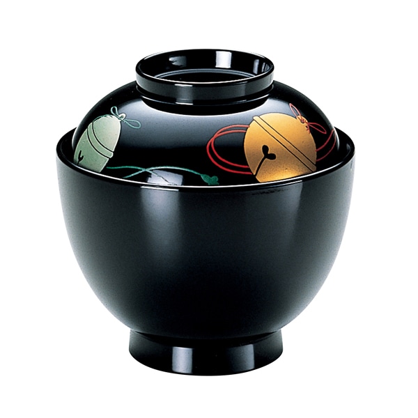 福井クラフト 耐熱吸物椀　3.5寸　玉子椀　蓋親セット 黒／鈴　内黒 36501220 1個（ご注文単位1個）【直送品】