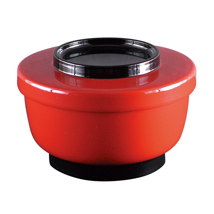 福井クラフト 耐熱飯器　保温割子飯器　蓋親セット 朱ツバ黒　内朱 36920800 1個（ご注文単位1個）【直送品】