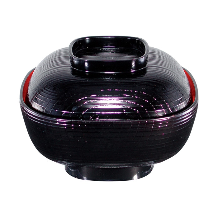 福井クラフト 丼　5寸　柾目角椀　蓋親セット 黒　内朱 38020410 1個（ご注文単位1個）【直送品】