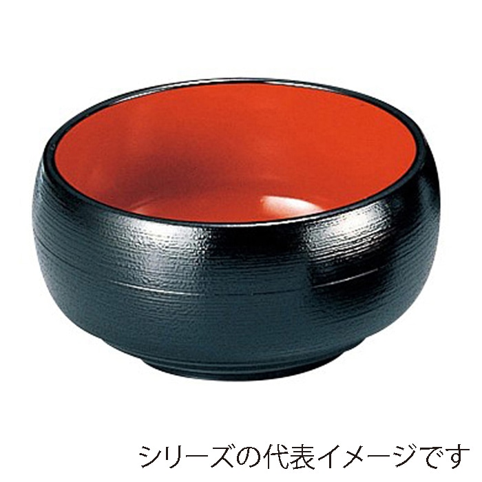 福井クラフト 鉢 6寸 タイコ鉢 黒刷毛目 内朱 38191230 1個(ご注文単位1個)【直送品】