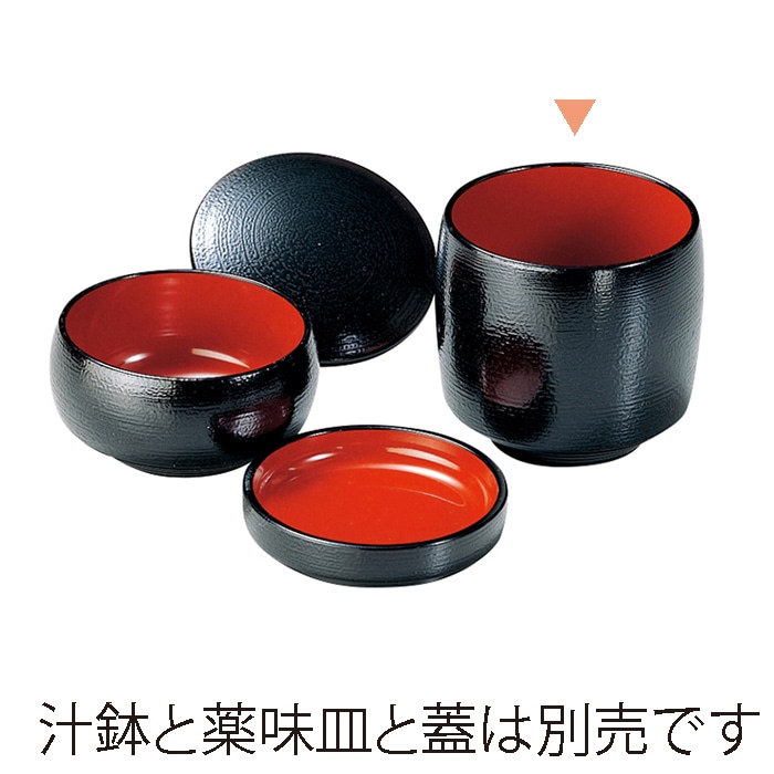福井クラフト 3.3寸タイコ鉢 本体 黒刷毛目内朱天黒 38191251 1個(ご注文単位1個)【直送品】