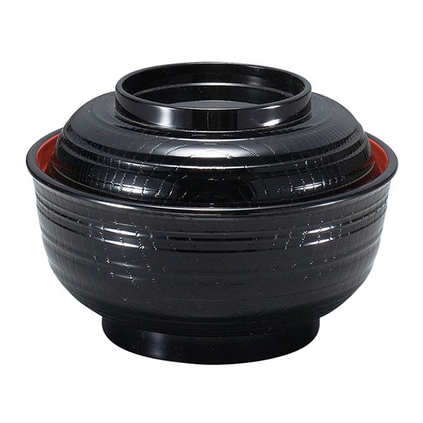 福井クラフト 丼 5寸 乱筋丼 蓋親セット 黒 内朱 41000280 1個(ご注文単位1個)【直送品】