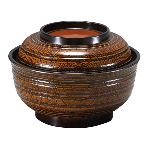 福井クラフト 丼 5寸 乱筋丼 蓋親セット 栃 内黒 41000290 1個(ご注文単位1個)【直送品】