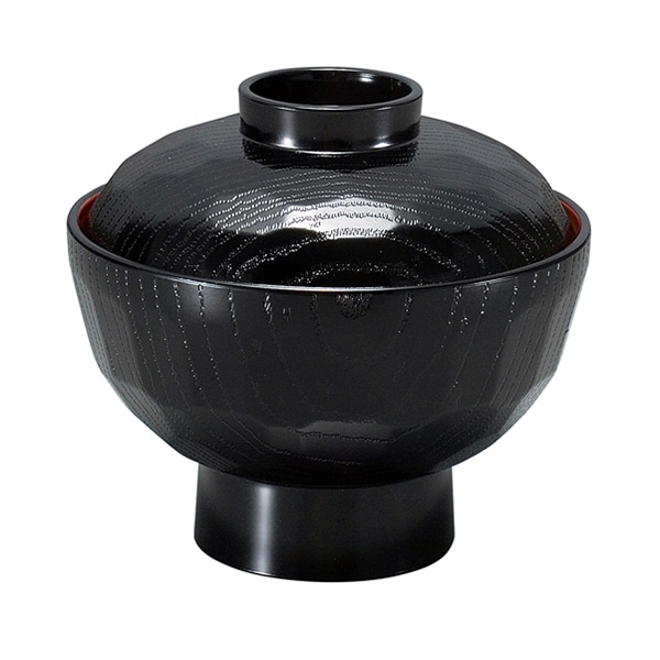 福井クラフト 耐熱亀甲丼 中 蓋親セット 黒 内朱 41000340 1個(ご注文単位1個)【直送品】