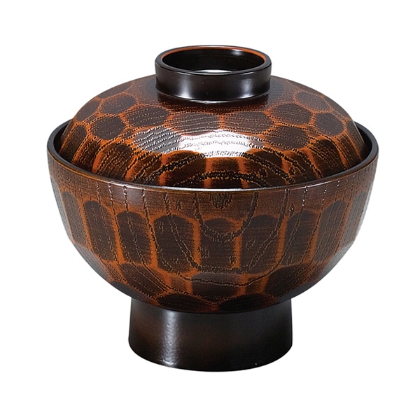 福井クラフト 耐熱亀甲丼 中 蓋親セット 栃 内黒 41000370 1個(ご注文単位1個)【直送品】