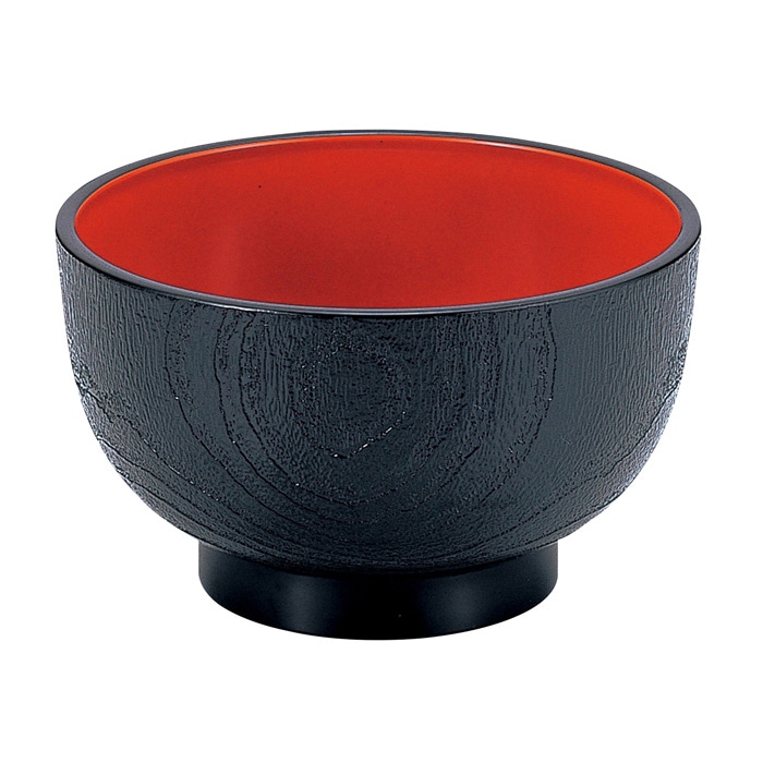 福井クラフト 小丼 5寸 桐木目丼 黒 内朱 45014490 1個(ご注文単位1個)【直送品】