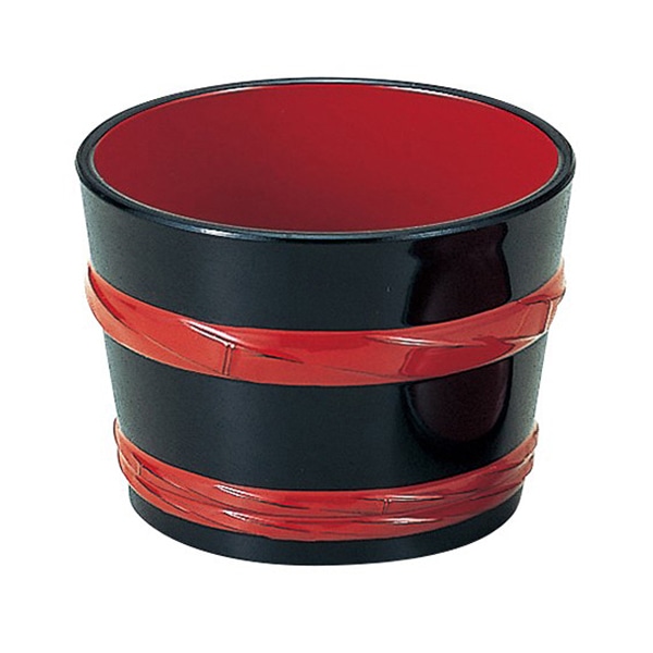 福井クラフト 2.8寸桶型つゆ入れ 黒朱ひも 45014720 1個（ご注文単位1個）【直送品】
