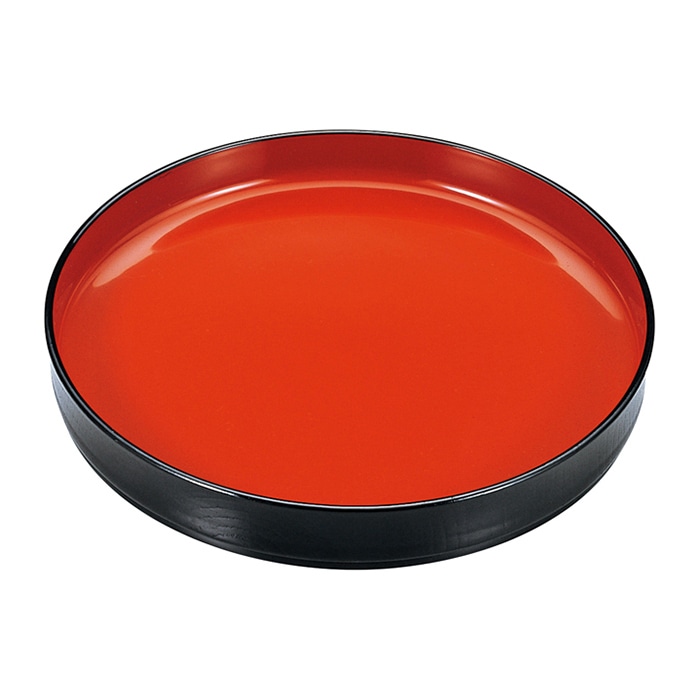 福井クラフト 7寸切立丸木目そば皿 黒内朱 45150240 1個（ご注文単位1個）【直送品】