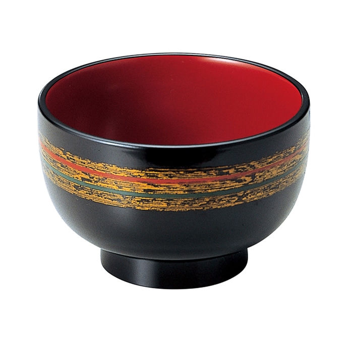 福井クラフト 鉢　4.3寸　富貴鉢 金カスリライン　内朱 45150740 1個（ご注文単位1個）【直送品】