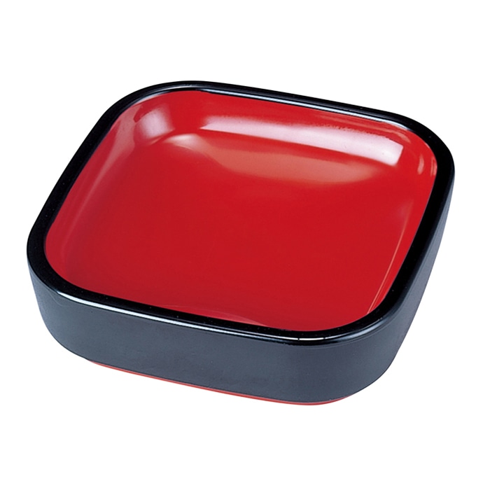 福井クラフト DX角小皿 黒　内朱 48010520 1個（ご注文単位1個）【直送品】