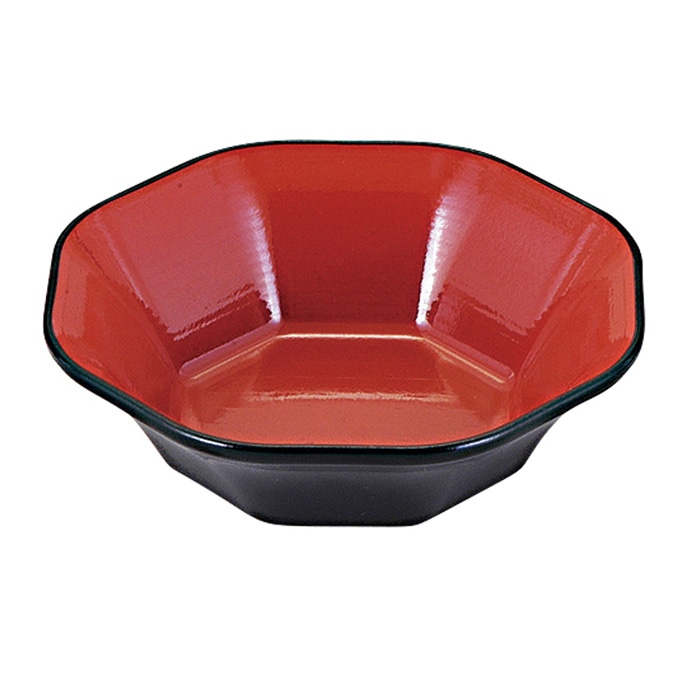 福井クラフト ニュー亀甲八角鉢 朱天黒 48010650 1個(ご注文単位1個)【直送品】